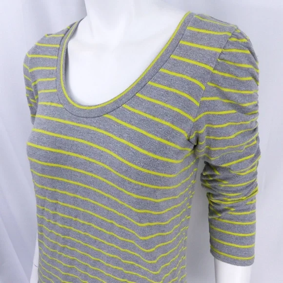 Anthropologie Large Dolan Scrunch Top Yellow Gray - Picture 5 of 8